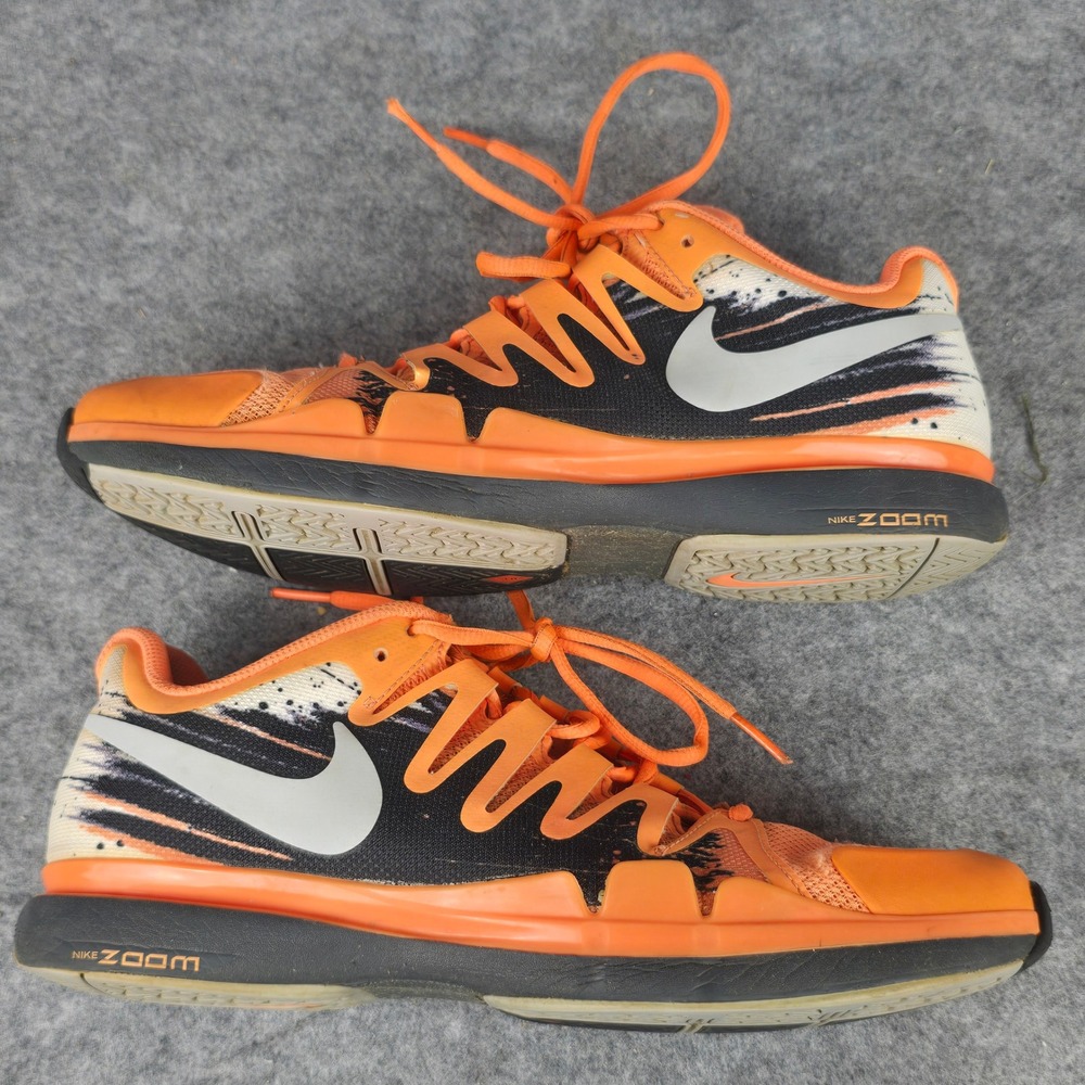 Nike Zoom Vapor 9.5 Tour Mens 9 Orange Black 631458-800 Tennis Shoes Splatter